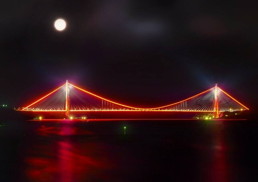 Nightscape Image with bridge and moon